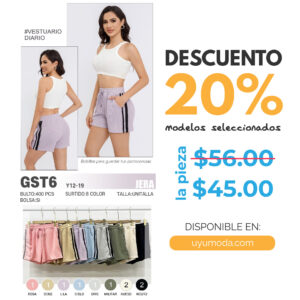 SHORT CON LINEAS / JERA-GST6 / PAQUETE 10 PZAS: $45 C/PZA - PAQUETE 100 PZAS: $43 C/PZA