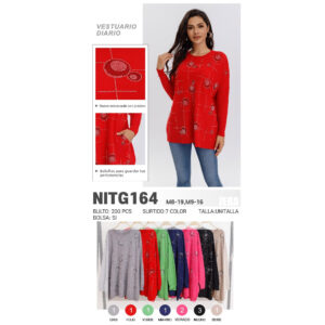 SUÉTER LIGERO CON PIEDRITAS / JERA-NITG164 / PAQUETE 10 PZAS: $112 C/PZA - PAQUETE 100 PZAS: $106 C/PZA