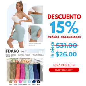 FALDA CORTA CON SHORT / JERA-FDA60 / PAQUETE 10 PZAS: $26 C/PZA - PAQUETE 100 PZAS: $25 C/PZA