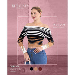 BOMY -GDB1356 / BLUSA A RAYAS DE MANGA LARGA. Paquete 10pzs: $110 / 10 Paquetes: $104