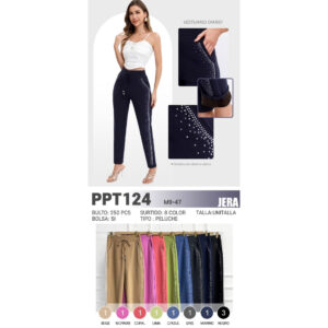 JERA-PPT124 / PANTALÓN CON DETALLES DE ZIRCONIA. Paquete 10pzs: $77 / 10 Paquetes: $73