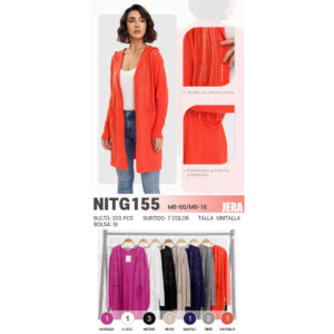 JERA-NITG155 / CARDIGAN CON DETALLES Y BOLSILLOS. Paquete 10pzs: $142 / 10 Paquetes: $134