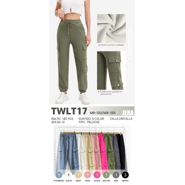 JOGGER CON FORRO INTERNO / JERA-TWLT17 / PAQUETE 10 PZAS: $106 C/PZA - PAQUETE 100 PZAS: $100 C/PZA