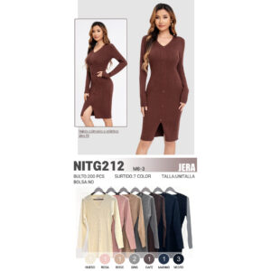 VESTIDO DE MANGA LARGA / JERA-NITG212 / PAQUETE 10 PZAS: $130 C/PZA - PAQUETE 100 PZAS: $123 C/PZA