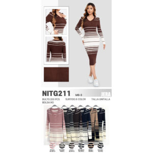 VESTIDO LARGO A RAYAS / JERA-NITG211 / PAQUETE 10 PZAS: $124 C/PZA - PAQUETE 100 PZAS: $117 C/PZA