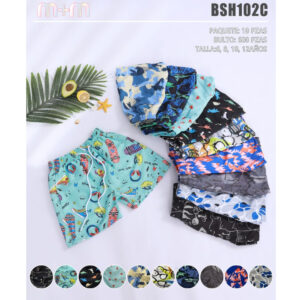 BERMUDA DE PLAYA PARA NIÑO / MOA-BSH102C / PAQUETE 10 PZAS: $38 C/PZA - PAQUETE 100 PZAS: $36 C/PZA