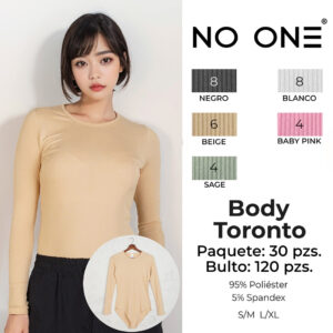 BODY CASUAL / NO-ONE-BODY TORONTO / PAQUETE 10 PZAS: $62 C/PZA - PAQUETE 100 PZAS: $58 C/PZA