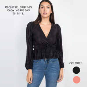 IRIS-BT02219 / BLUSA CON ESCOTE V / PAQUETE 3 PZAS: $165 C/PZA - PAQUETE 48 PZAS: $134 C/PZA