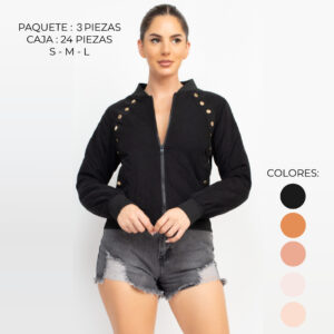 IRIS-HMJ20786 / CHAMARRA LIGERA CON BOTONES METALICOS / PAQUETE 3 PZAS: $375 C/PZA - PAQUETE 24 PZAS: $305 C/PZA