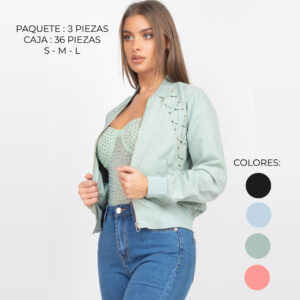 IRIS-HMJ20162A / CHAQUETA CROP CON DETALLE DE CORDONES / PAQUETE 3 PZAS: $311 C/PZA - PAQUETE 36 PZAS: $253 C/PZA