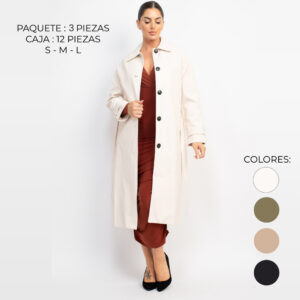 IRIS-HMJ21121 / ABRIGO LARGO MINIMALISTA / PAQUETE 3 PZAS: $649 C/PZA - PAQUETE 12 PZAS: $527 C/PZA