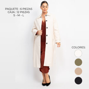 IRIS-HMJ21121 / ABRIGO LARGO MINIMALISTA / PAQUETE 6 PZAS: $649 C/PZA - PAQUETE 12 PZAS: $527 C/PZA