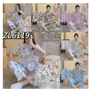 MOA-ZL6119 / PIJAMA CONJUNTO 3 PIEZAS / PAQUETE 10 PZAS: $100 C/PZA - PAQUETE 100 PZAS: $95C/PZA