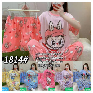 MOA-#1814 / PIJAMA CONJUNTO 3 PIEZAS / PAQUETE 10 PZAS: $79 C/PZA - PAQUETE 100 PZAS: $75 C/PZA