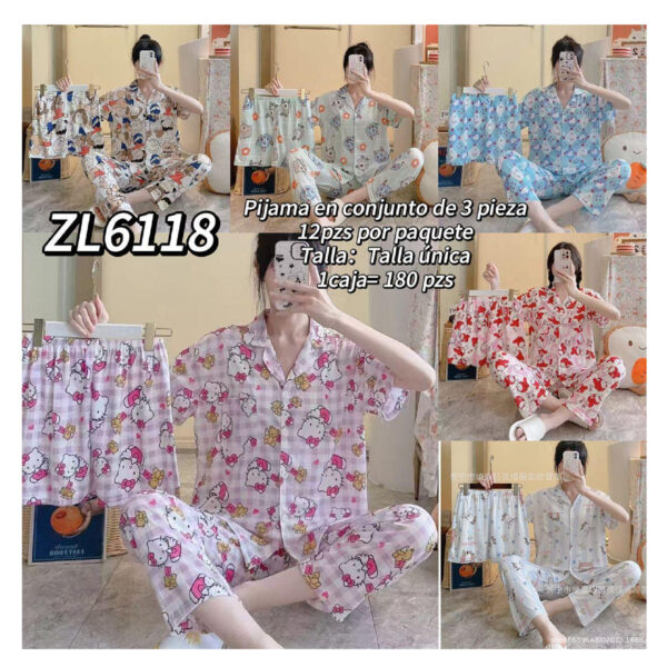 MOA-ZL6118 / PIJAMA DE 3 PIEZAS / PAQUETE 10 PZAS: $100 C/PZA - PAQUETE 100 PZAS: $95 C/PZA