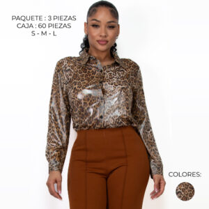 IRIS-IT92876-SR1029 / CAMISA CON ESTAMPANO ANIMAL PRINT / PAQUETE 3 PZAS: $293 C/PZA - PAQUETE 60 PZAS: $238 C/PZA