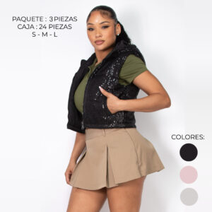 IRIS-BJ07355/ CHALECO CON LENTEJUELAS / PAQUETE 3 PZAS: $348 C/PZA - PAQUETE 24 PZAS: $283 C/PZA