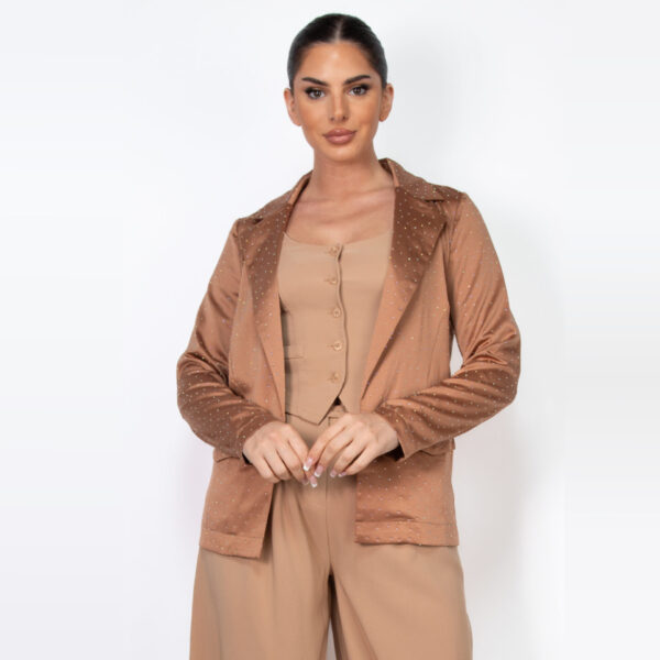 IRIS-HMJ21317 / BLAZER SATINADO CON PEDRERIA / PAQUETE 6 PZAS: $320 C/PZA - PAQUETE 36 PZAS: $260 C/PZA - Imagen 4