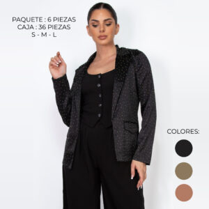 IRIS-HMJ21317 / BLAZER SATINADO CON PEDRERIA / PAQUETE 6 PZAS: $320 C/PZA - PAQUETE 36 PZAS: $260 C/PZA
