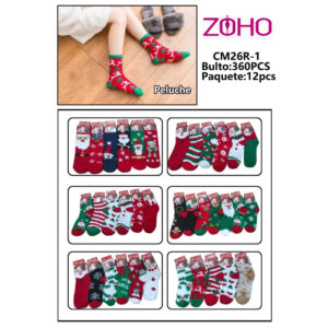MOA-CM26R-1 / CALSETA DE PELUCHE NAVIDEÑA / PAQUETE 12 PZAS: $22 C/PZA - PAQUETE 100 PZAS: $20 C/PZA