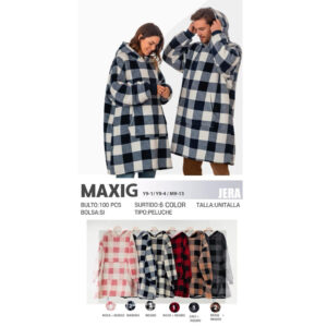 JERA-MAXIG / MAXI-SUDADERA DE CUADROS UNISEX / PAQUETE 10 PZAS: $153 C/PZA - PAQUETE 100 PZAS: $145 C/PZA
